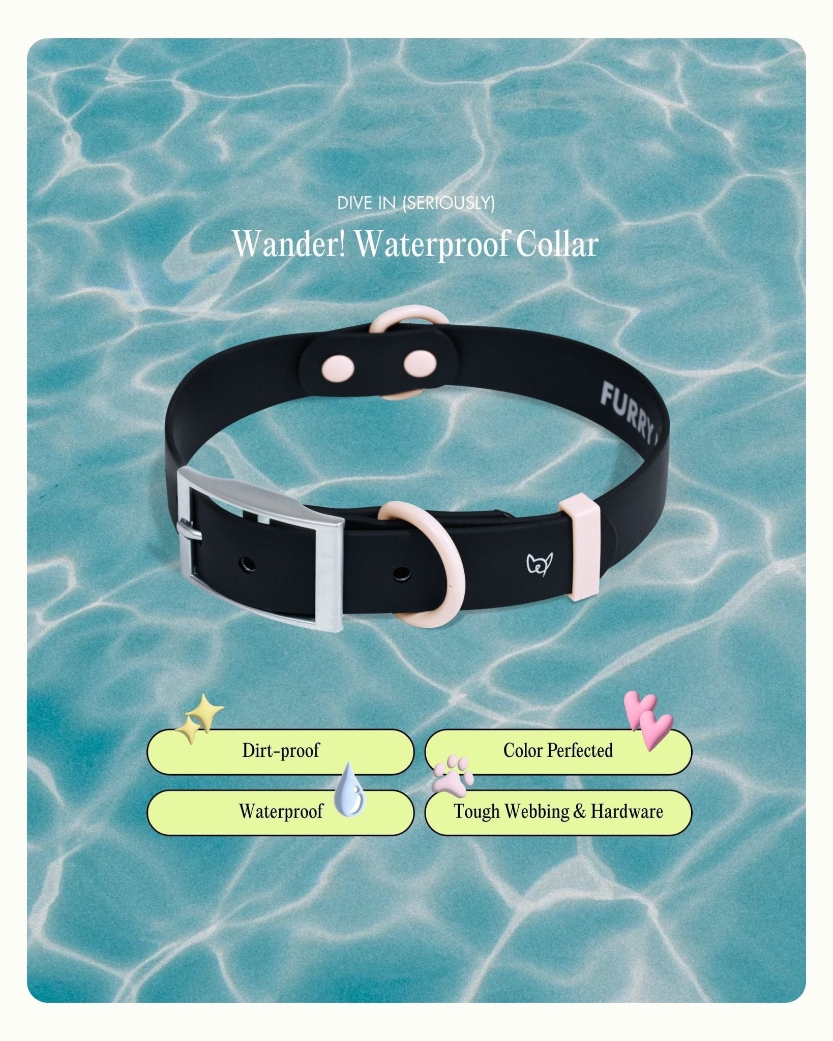 Furry Muse - Wander! Waterproof Collar - Ballerina -