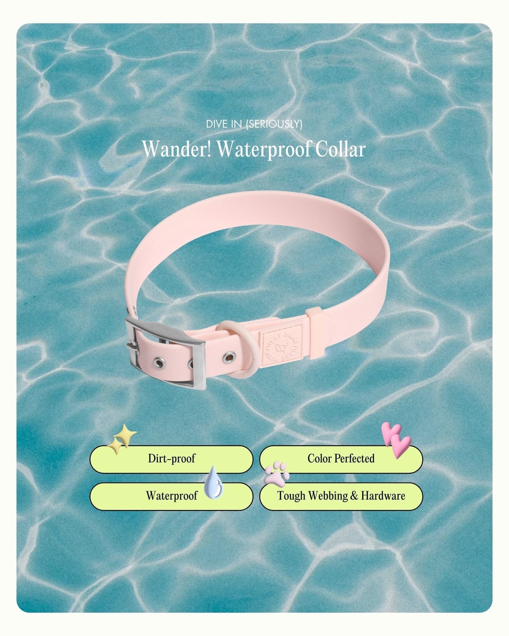 Wander! Waterproof Collar - Blossom - FURRY MUSE WAN-COL-S-PN
