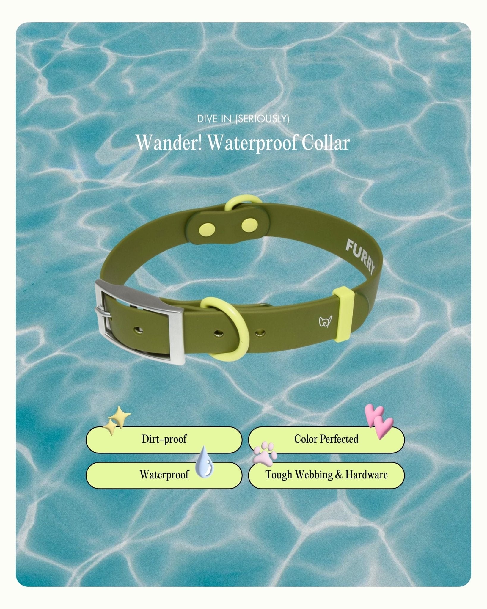 Furry Muse - Wander! Waterproof Collar - Martini -