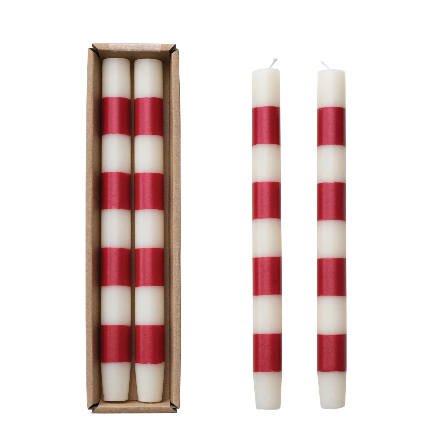 Creative Co. - Striped Taper Candles - Red/White -