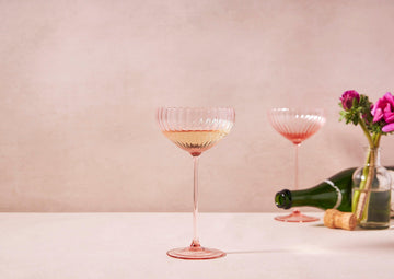 Ribbed Colored Coupe Glass - Rose - offe market