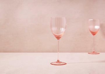 Ribbed Colored White Wine Glass - Rose
