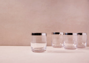 Metallic Rim Rocks Glass, Set of 4 - offe market