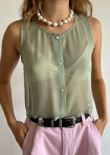 Silk Vest - Eucalyptus - offe market