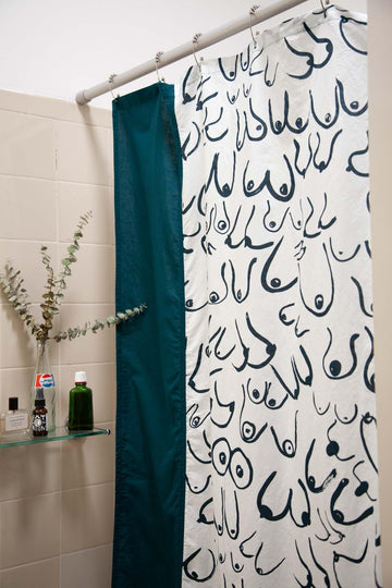 Bordered Shower Curtain - Boobs - offe market